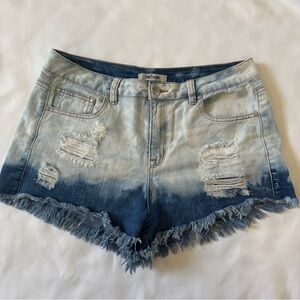Refuge Blue Ombre Cut Off Jean Shorts High Rise Frayed Hem Size 8